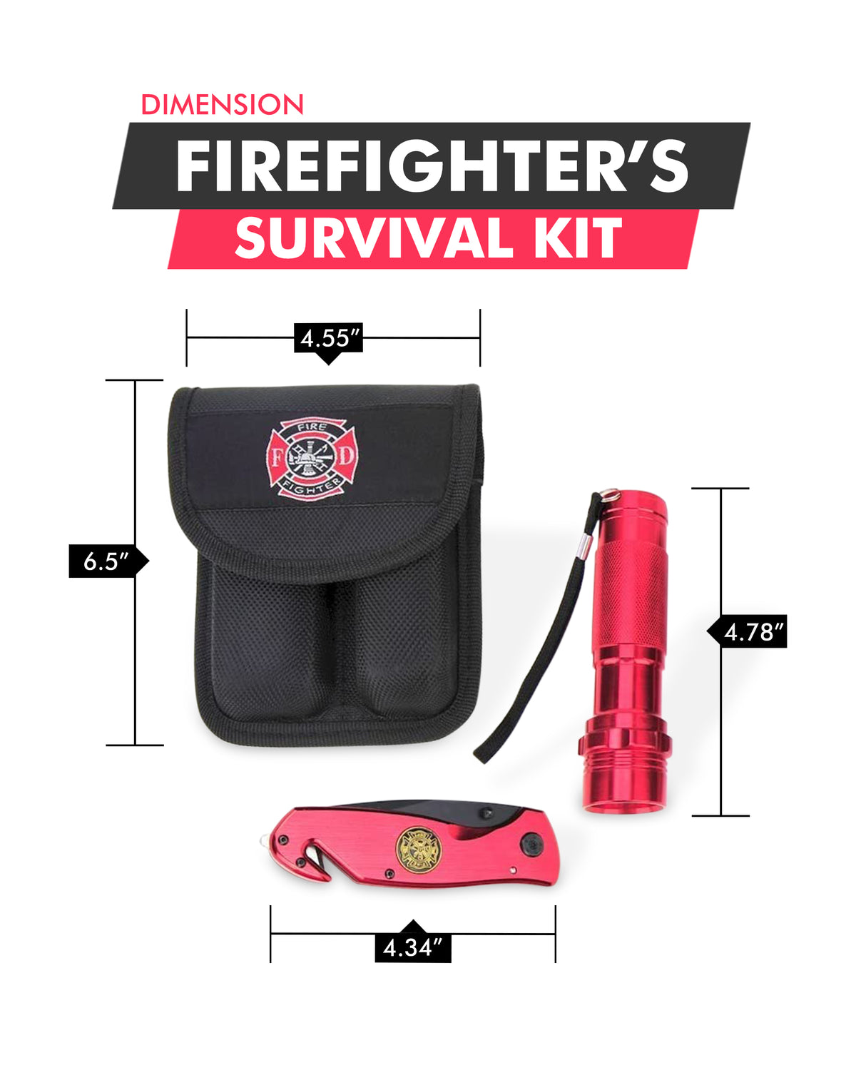 Firefighter Gift Set – Survival Knife & LED Flashlight