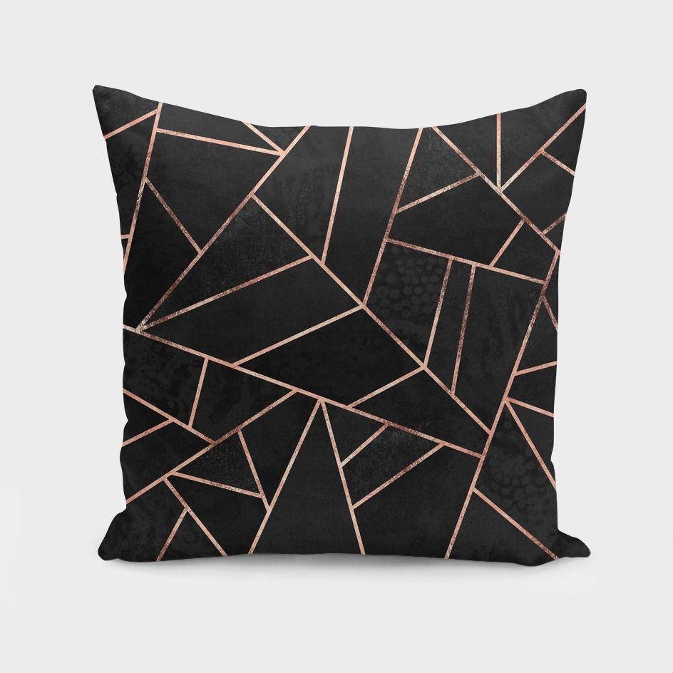 Velvet Black & Rose Gold Throw Pillow – Luxury Home Décor Gift