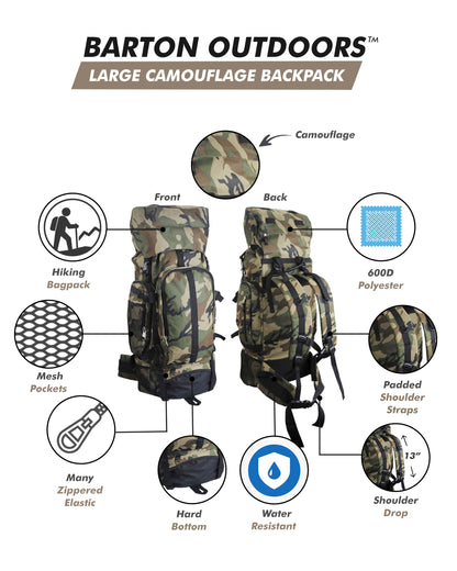 Camo 30" Hiking Backpack – Water-Resistant Camping Gift