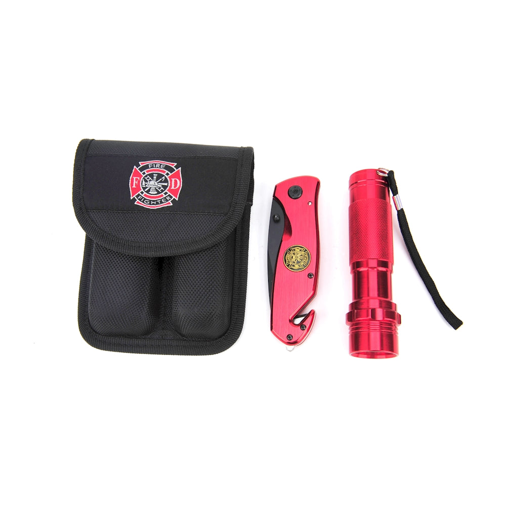 Firefighter Gift Set – Survival Knife & LED Flashlight