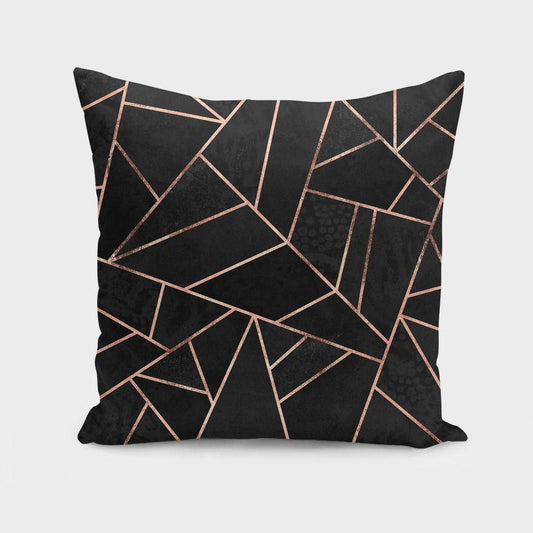Velvet Black & Rose Gold Throw Pillow – Luxury Home Décor Gift